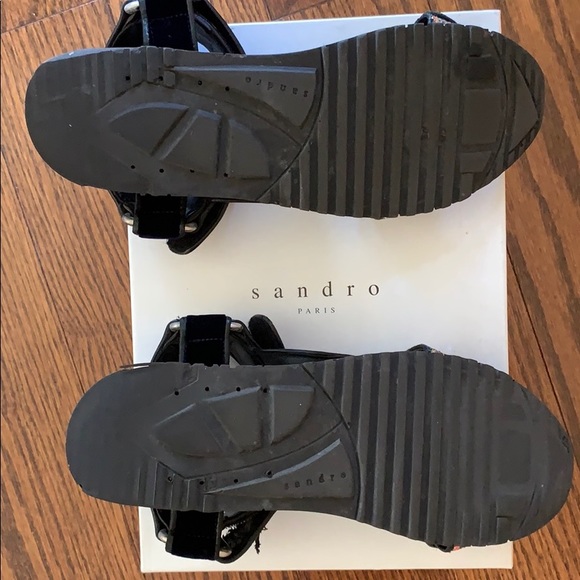 Sandro Paris velvet Velcro strap glitter sandals - Picture 3 of 6